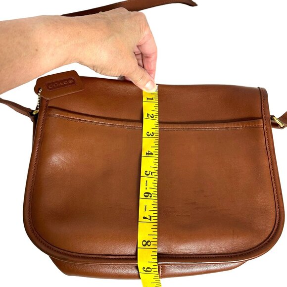 Vintage Coach CITY BAG Crossbody British Tan Leather Flap Messenger 9790 TURKEY - Picture 13 of 16
